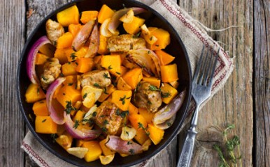 Kürbiseintopf mit Fleisch